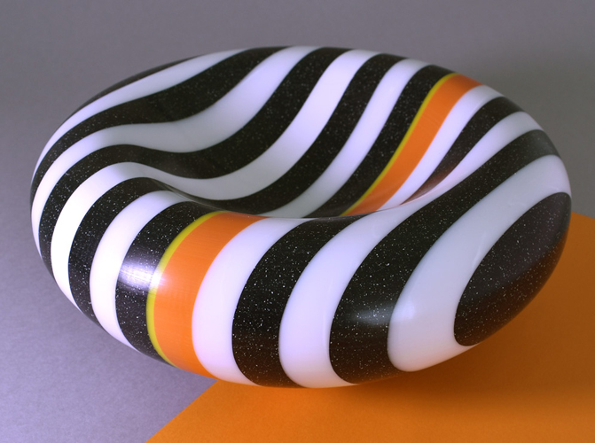 orange striped corian bowl